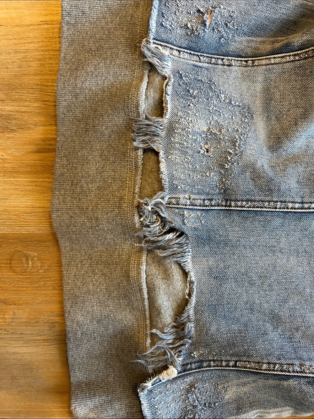 Free People Light Blue Denim Jacket with Gray Hood - Picture 5 of 7